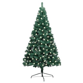 Medio árbol de Navidad artificial LEDs y soporte verde 120 cm