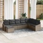 Conjunto de Comedor de Jardín de 8 Piezas con Cojines Gris de Ratán Poli von , Outdoor-Sofas - Ref: Foro24-3355508, Preis: 50...
