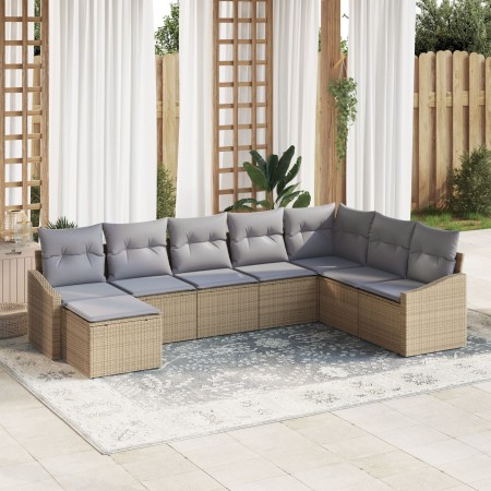 Conjunto de Comedor de Jardín de 8 Piezas con Cojines Beige de Ratán Polimérico by , Outdoor sofas - Ref: Foro24-3355509, Pri...