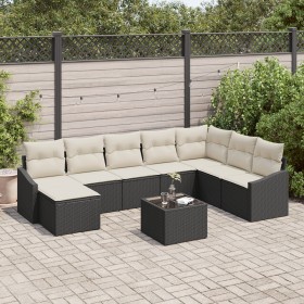 Juego de Comedor de Jardín de 8 Piezas con Cojines de Ratán Poliéster Marrón de , Sofás de exterior - Ref: Foro24-3355516, Pr...