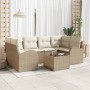 Conjunto de sofá de jardín 7 pcs Beige 55 x 55 x 37 cm
