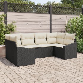 Conjunto de Sofás de Jardín de 6 Piezas con Cojines Negro Poliratán de , Sofás de exterior - Ref: Foro24-3355526, Precio: 430...
