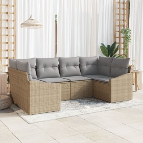 Juego de Sofás de Jardín de 6 Piezas Con Cojines Beige Ratán Poliéster von , Outdoor-Sofas - Ref: Foro24-3355529, Preis: 465,...