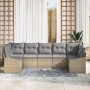 Conjunto de Sofá de Jardín Juego de 7 Beige, Gris Ratán, Poliéster by , Outdoor sofas - Ref: Foro24-3355539, Price: 490,22 €,...