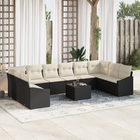 Juego de Comedor de Jardín de 10 Piezas con Cojines Beige Poliratán by , Outdoor sofas - Ref: Foro24-3355576, Price: 667,94 €...