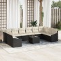 Juego de Comedor de Jardín de 10 Piezas con Cojines Beige Poliratán by , Outdoor sofas - Ref: Foro24-3355576, Price: 667,94 €...