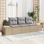 Juego de Sofás de Jardín de 3 Piezas con Cojines Beige de Ratán Sintético by , Outdoor sofas - Ref: Foro24-3355589, Price: 27...