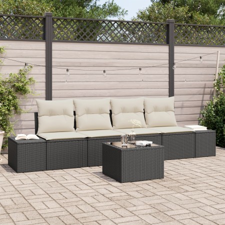 Set de Sofá de Jardín de 5 Piezas con Cojines Ratán Sintético Negro by , Outdoor sofas - Ref: Foro24-3355596, Price: 352,03 €...