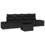 Juego de Sofá de Jardín de 5 Piezas con Cojines de Ratán Negro Poliratán von , Outdoor-Sofas - Ref: Foro24-3355602, Preis: 36...
