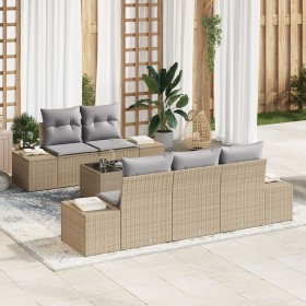 Juego de Sofá de Jardín de 6 Piezas con Cojines Beige de Polirratán de , Sofás de exterior - Ref: Foro24-3355609, Precio: 563...