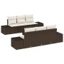 Juego de Sofá de Jardín de 7 Piezas con Cojines Marrón Poliratán by , Outdoor sofas - Ref: Foro24-3355617, Price: 577,28 €, D...
