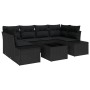 Conjunto de Sofás de Jardín de 7 Piezas con Cojines Negros de Polirratán by , Outdoor sofas - Ref: Foro24-3355632, Price: 533...