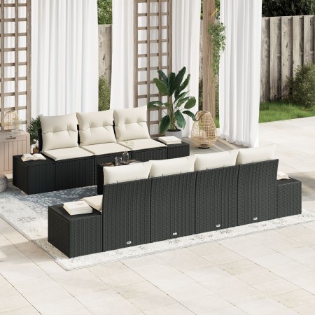 Juego de sofá de jardín de 8 piezas con cojines Negro Ratán Sintético von , Outdoor-Sofas - Ref: Foro24-3355636, Preis: 592,6...