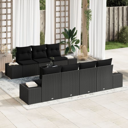 Conjunto de Sofá de Jardín de 8 Piezas con Cojines Negro Poliratán by , Outdoor sofas - Ref: Foro24-3355642, Price: 599,72 €,...