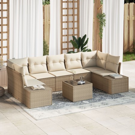 Juego de Sofá de Jardín de 8 Piezas con Cojines Beige Polirratán by , Outdoor sofas - Ref: Foro24-3355650, Price: 575,83 €, D...