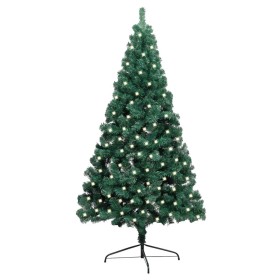 Medio árbol de Navidad artificial LED y soporte PVC verde 240cm