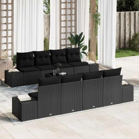 Juego de Sofá de Jardín de 7 Piezas con Cojines Negro Poliratán de , Sofás de exterior - Ref: Foro24-3355662, Precio: 654,84 €