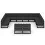Set de muebles de jardín 12 pzas con cojines madera pino negro