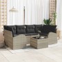 Conjunto de sofá de jardín 7 pcs Gris claro 55 x 55 x 37 cm