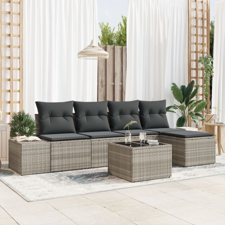 Juego de Sofás de Jardín de 6 Piezas con Cojines Gris Poliratán by , Outdoor sofas - Ref: Foro24-3355701, Price: 417,75 €, Di...