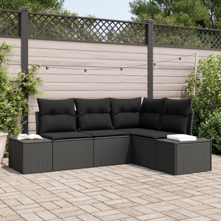 Juego de Sofá de 4 Piezas de Jardín con Cojines Negro de Poliratán by , Outdoor sofas - Ref: Foro24-3355712, Price: 348,13 €,...