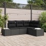 Juego de Sofá de 4 Piezas de Jardín con Cojines Negro de Poliratán by , Outdoor sofas - Ref: Foro24-3355712, Price: 348,13 €,...