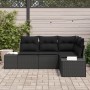 Juego de Sofá de 4 Piezas de Jardín con Cojines Negro de Poliratán by , Outdoor sofas - Ref: Foro24-3355712, Price: 348,13 €,...