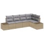 Set de Sofá de Jardín de 5 Piezas con Cojines Beige Ratán Poliéster von , Outdoor-Sofas - Ref: Foro24-3355729, Preis: 411,35 ...