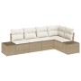 Conjunto de Sofá de Jardín de 5 Piezas con Cojines Beige Ratán Poli by , Outdoor sofas - Ref: Foro24-3355730, Price: 424,36 €...