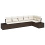 Conjunto de Sofá de Jardín de 6 Piezas con Cojines Marrón Ratán Poliéster by , Outdoor sofas - Ref: Foro24-3355747, Price: 45...