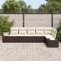 Conjunto de Sofá de Jardín de 6 Piezas con Cojines Marrón Ratán Poliéster by , Outdoor sofas - Ref: Foro24-3355747, Price: 45...