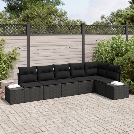 Conjunto de Sofá de Jardín de 6 Piezas con Cojines Negro Poliratán von , Outdoor-Sofas - Ref: Foro24-3355752, Preis: 458,90 €...