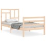 Bed frame with solid wood headboard 90x200 cm by vidaXL, Beds and slatted bases - Ref: Foro24-3194946, Price: 89,81 €, Discou...
