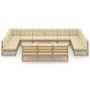 Set de muebles de jardín 14 pzs cojines madera pino marrón miel de vidaXL, Conjuntos de jardín - Ref: Foro24-3077252, Precio:...