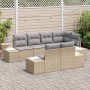 Conjunto de Sofá de Jardín de 7 Piezas con Cojines Beige Ratán Poliéster von , Outdoor-Sofas - Ref: Foro24-3355769, Preis: 63...
