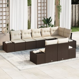 Juego de Sofá de Jardín de 8 Piezas con Cojines Marrón Ratán Poliéster by , Outdoor sofas - Ref: Foro24-3355777, Price: 645,4...