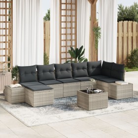 Set de Sofá de Jardín de 8 Piezas con Cojines Ratán Gris Poli by , Outdoor sofas - Ref: Foro24-3355831, Price: 598,65 €, Disc...