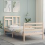 Bed frame with solid wood headboard 90x200 cm by vidaXL, Beds and slatted bases - Ref: Foro24-3194946, Price: 89,81 €, Discou...