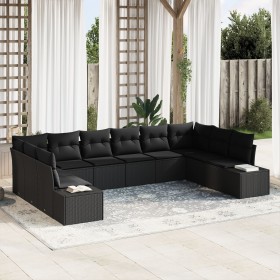 Juego de Sofá de Jardín de 10 Piezas con Cojines Negro Poliratán von , Outdoor-Sofas - Ref: Foro24-3355912, Preis: 668,57 €, ...
