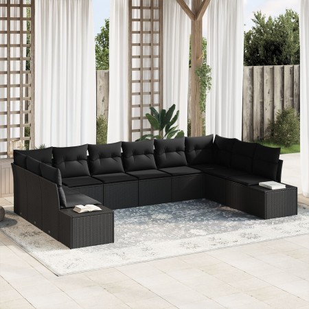 Juego de Sofá de Jardín de 10 Piezas con Cojines Negro Poliratán von , Outdoor-Sofas - Ref: Foro24-3355912, Preis: 667,30 €, ...