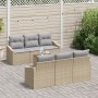 Juego de Sofá de Jardín de 7 Piezas con Cojines Beige Ratán Poliantacacia by , Outdoor sofas - Ref: Foro24-3356446, Price: 53...