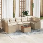 Juego de Sofá de Jardín de 8 Piezas con Cojines Beige Poliratán Acacia de , Sofás de exterior - Ref: Foro24-3356468, Precio: ...