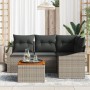 Set de Sofá de Jardín de 5 Piezas con Cojines Gris Ratán Poli Acacia by , Outdoor sofas - Ref: Foro24-3356494, Price: 374,70 ...