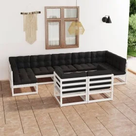 9-piece garden furniture set with white pine wood cushions by vidaXL, Garden sets - Ref: Foro24-3077255, Price: 906,70 €, Dis...