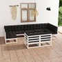 9-piece garden furniture set with white pine wood cushions by vidaXL, Garden sets - Ref: Foro24-3077255, Price: 906,01 €, Dis...