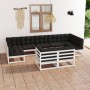 Gartenmöbelset 9 Stück mit Kissen weißes Kiefernholz von vidaXL, Gartensets - Ref: Foro24-3077255, Preis: 921,79 €, Rabatt: %
