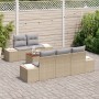 Conjunto de Sofás de Jardín de 6 Piezas con Cojines Beige Ratán Poliéster Acacia by , Outdoor sofas - Ref: Foro24-3356565, Pr...