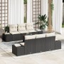 Conjunto de Sofás de Jardín de 7 Piezas con Cojines Negro Ratán Poliéster Acacia von , Outdoor-Sofas - Ref: Foro24-3356570, P...