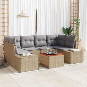Juego de Sofá de Jardín de 7 Piezas con Cojines Beige Ratán Poli Acacia by , Outdoor sofas - Ref: Foro24-3356579, Price: 525,...