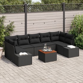 Juego de Sofá de Jardín de 8 Piezas con Cojines Negro Poliratán Acacia de , Sofás de exterior - Ref: Foro24-3356595, Precio: ...